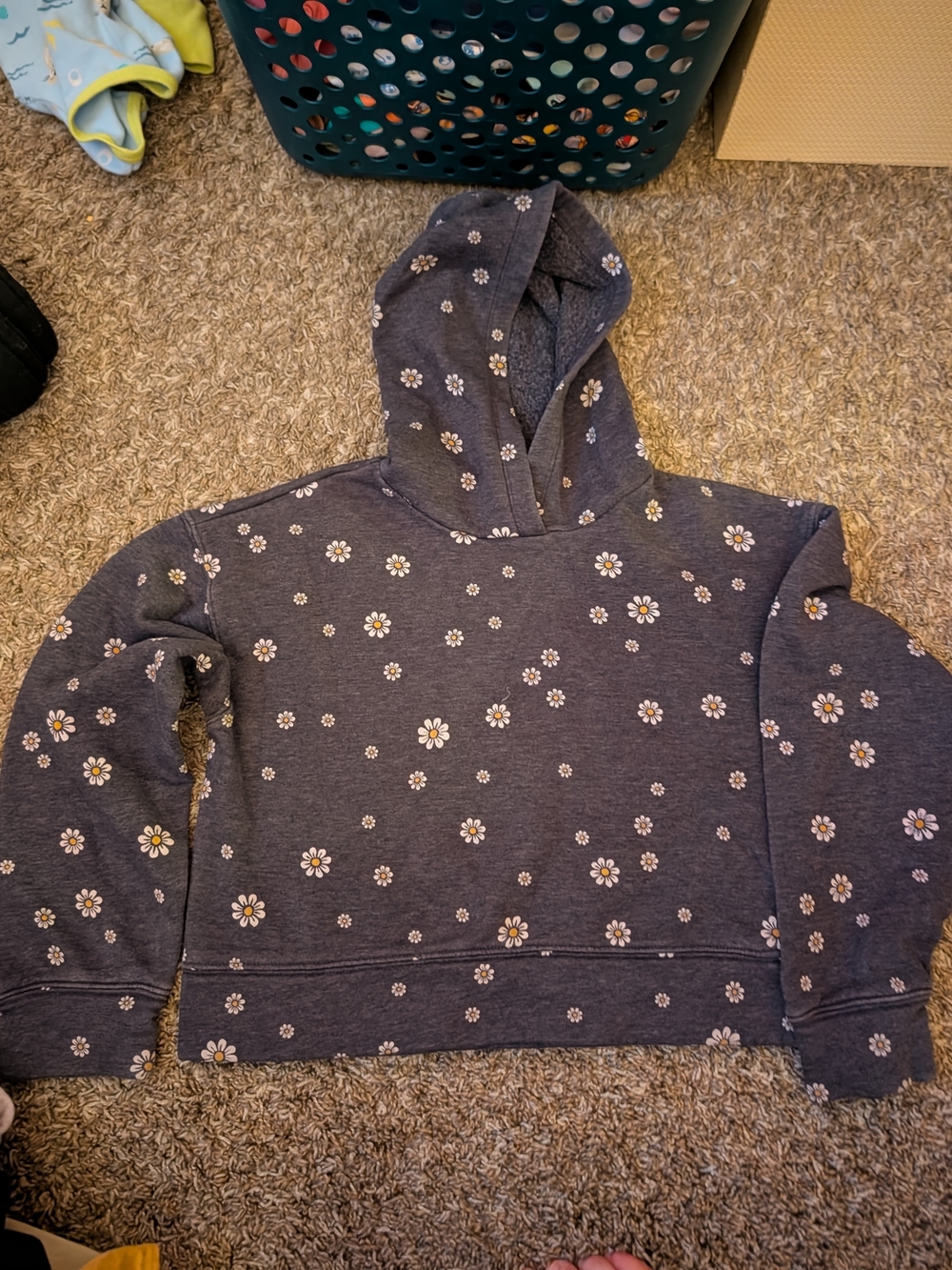 Old Navy Navy Floral Daisy Hoodie Sweater